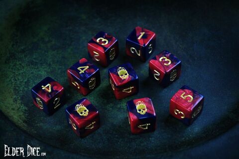 Elder Dice: Necronomicon Red/Black D6 9-die set | Grognard Games