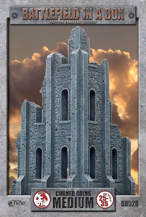 BB528 Gothic Terrain: Medium Corner Ruins | Grognard Games