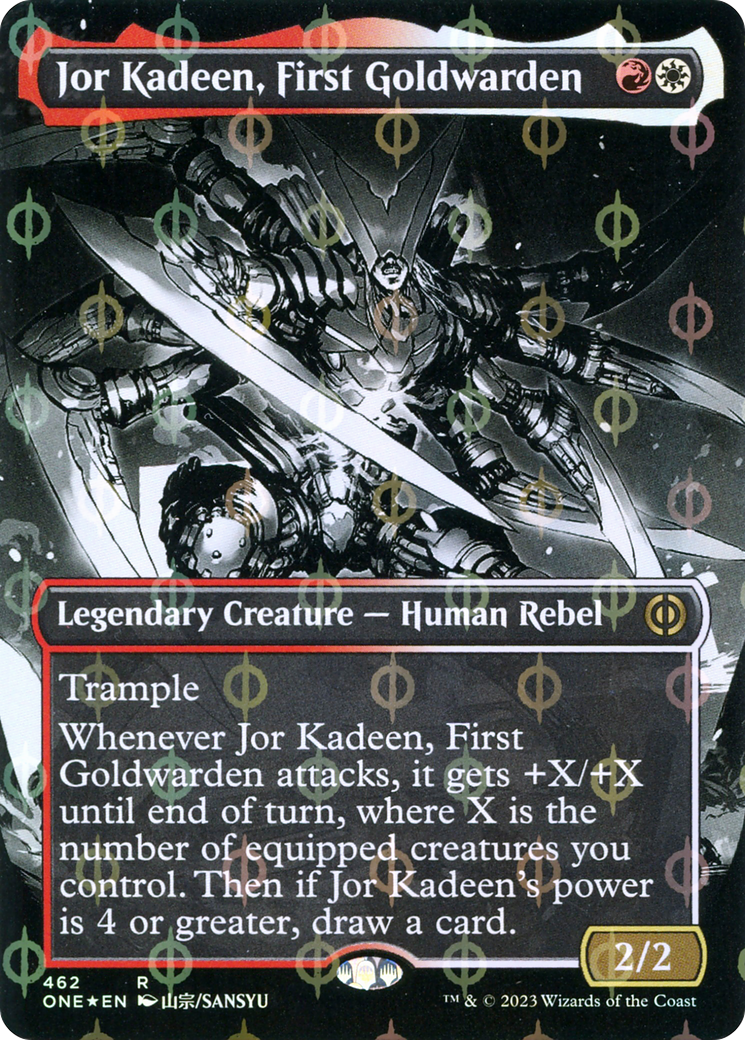 Jor Kadeen, First Goldwarden (Borderless Manga Step-and-Compleat Foil) [Phyrexia: All Will Be One] | Grognard Games