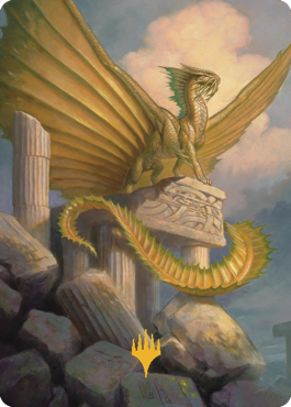 Ancient Gold Dragon Art Card (05) (Gold-Stamped Signature) [Commander Legends: Battle for Baldur's Gate Art Series] | Grognard Games