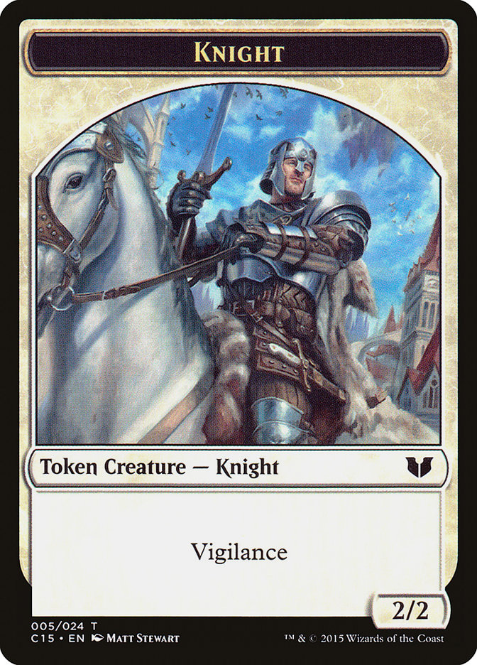 Knight (005) // Spirit (023) Double-Sided Token [Commander 2015 Tokens] | Grognard Games