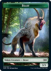 Beast // Saproling Double-sided Token [Double Masters Tokens] | Grognard Games