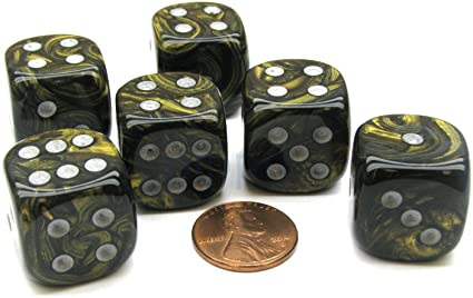 CHX27618 Leaf Black Gold/Silver 12 D6 Set | Grognard Games