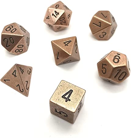 CHX27024 Metal Copper 7 Dice | Grognard Games