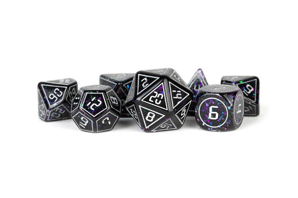 Metallic Dice Games Framed Void 16mm Resin Polyhedral Set | Grognard Games