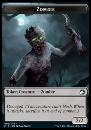 Zombie (005) // Zombie (015) Double-sided Token [Innistrad: Midnight Hunt Tokens] | Grognard Games