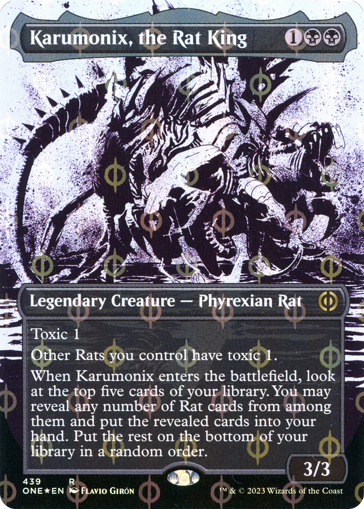 Karumonix, the Rat King (Borderless Ichor Step-and-Compleat Foil) [Phyrexia: All Will Be One] | Grognard Games