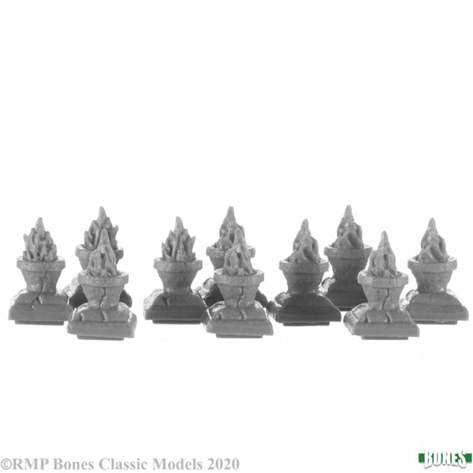 Bones 77732 Brazier Pillar Tops (10) | Grognard Games