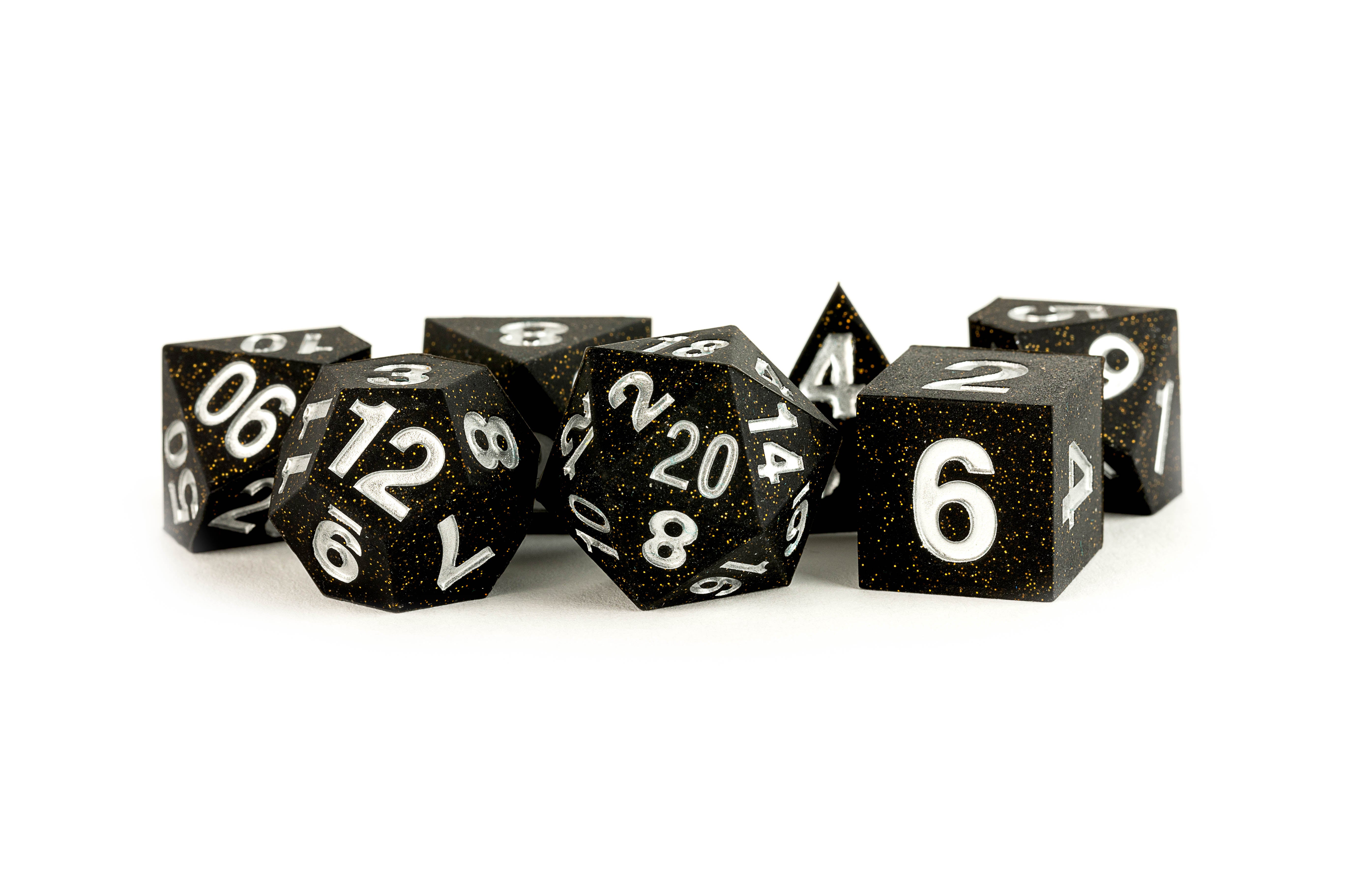 Sharp Edge Silicone Rubber Dice Set: Gold Scatter | Grognard Games