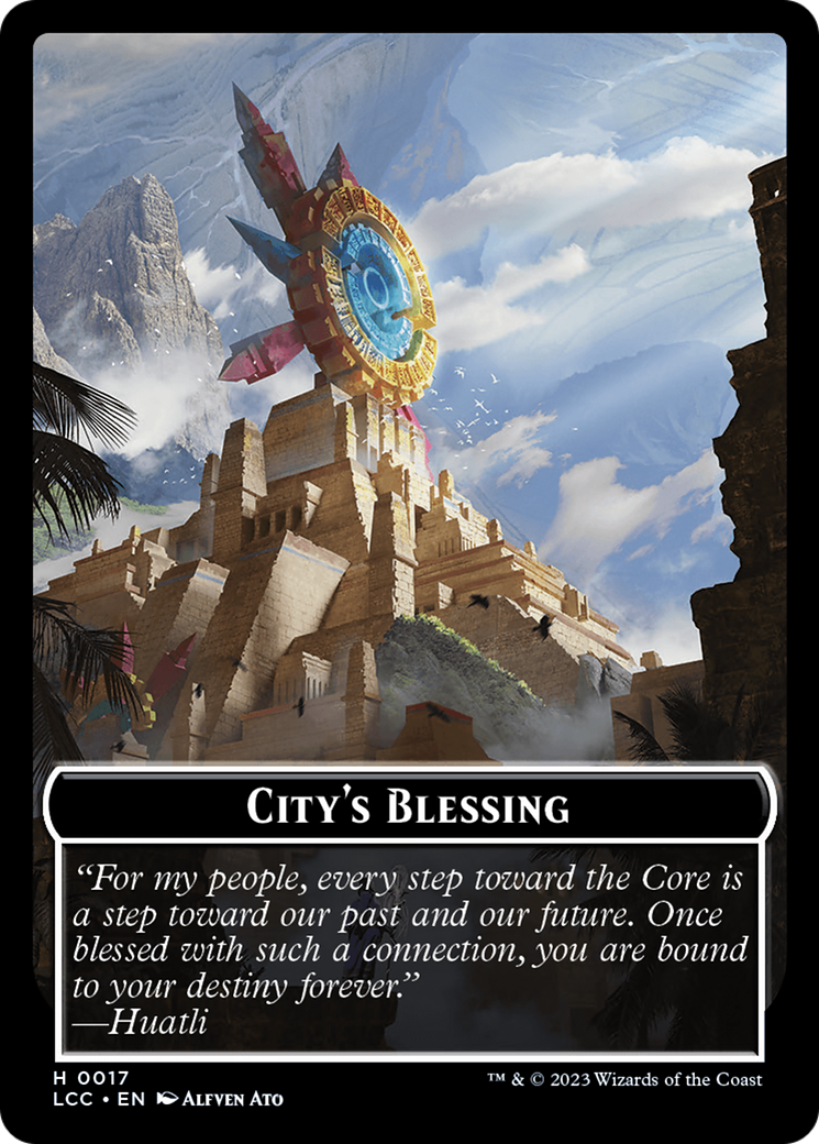 City's Blessing // Dinosaur Double-Sided Token [The Lost Caverns of Ixalan Commander Tokens] | Grognard Games