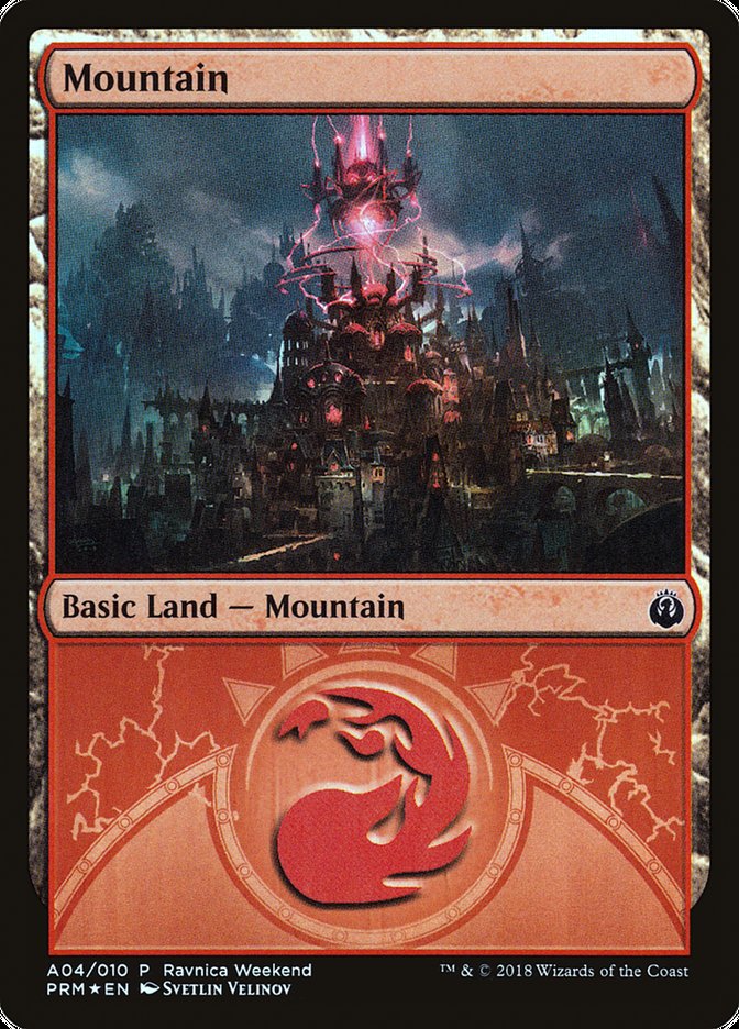 Mountain (A04) [Guilds of Ravnica Ravnica Weekend] | Grognard Games