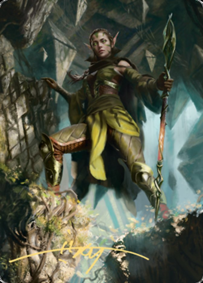 Nissa of Shadowed Boughs 1 Art Card (Gold-Stamped Signature) [Zendikar Rising Art Series] | Grognard Games