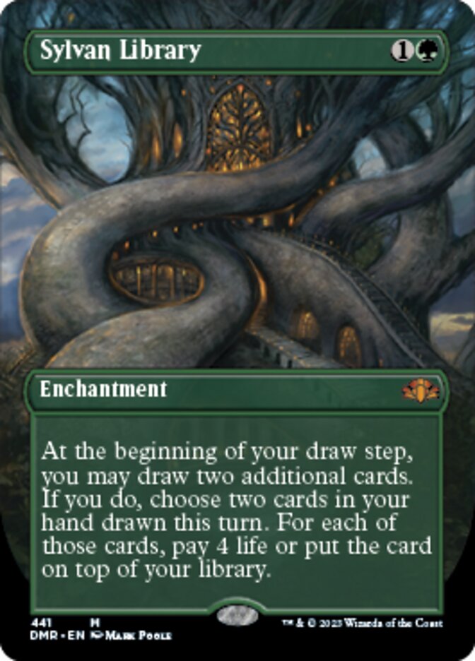 Sylvan Library (Borderless Alternate Art) [Dominaria Remastered] | Grognard Games