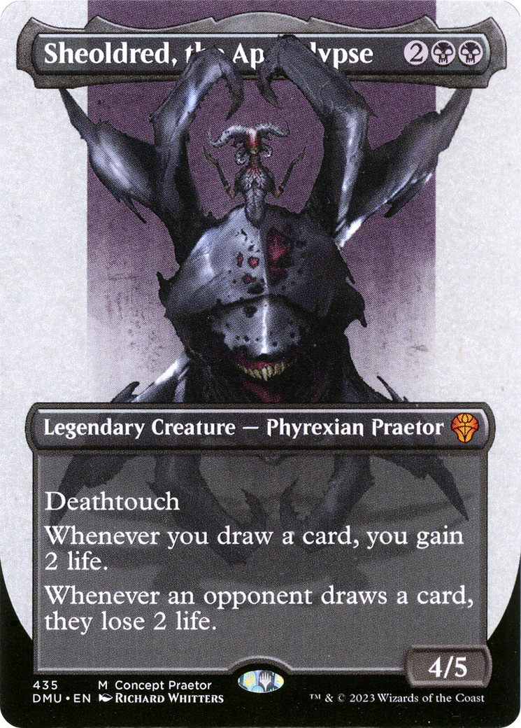 Sheoldred, the Apocalypse (Borderless Concept Praetors) [Phyrexia: All Will Be One] | Grognard Games