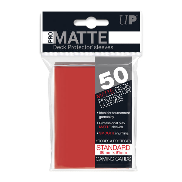 PRO-Matte Standard Deck Protector Sleeves 50ct Red | Grognard Games