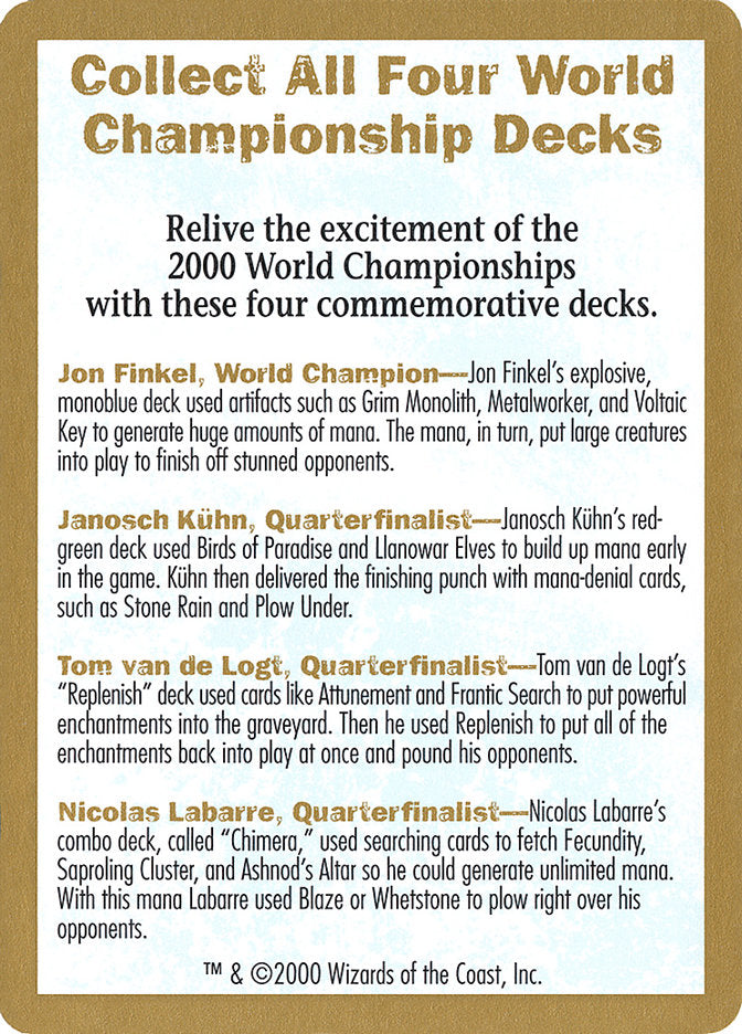 2000 World Championships Ad [World Championship Decks 2000] | Grognard Games