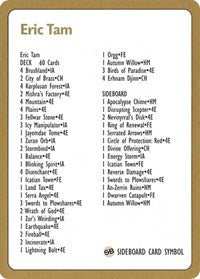 1996 Eric Tam Decklist Card [World Championship Decks] | Grognard Games
