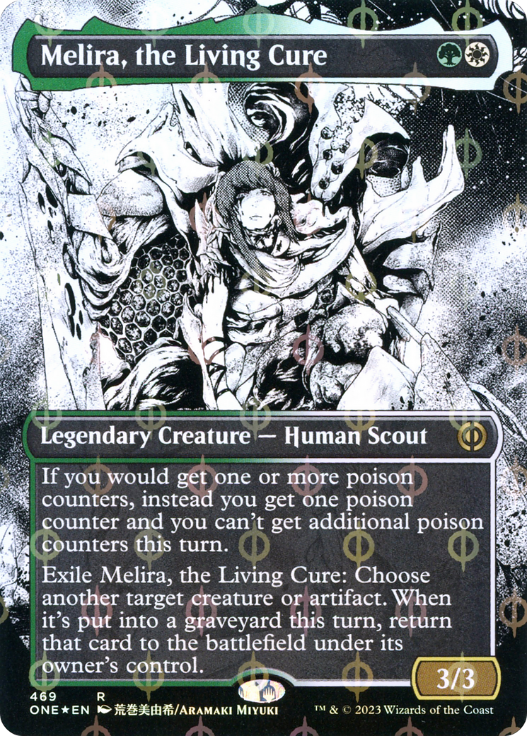 Melira, the Living Cure (Borderless Manga Step-and-Compleat Foil) [Phyrexia: All Will Be One] | Grognard Games