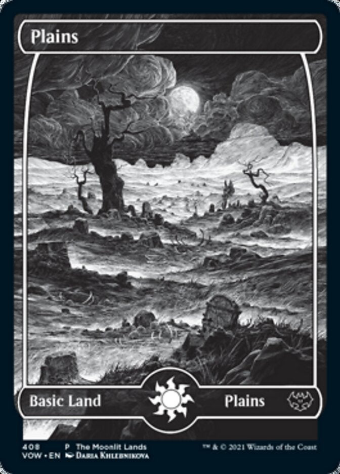 Plains (The Moonlit Lands) (Foil Etched) [Innistrad: Crimson Vow Promos] | Grognard Games