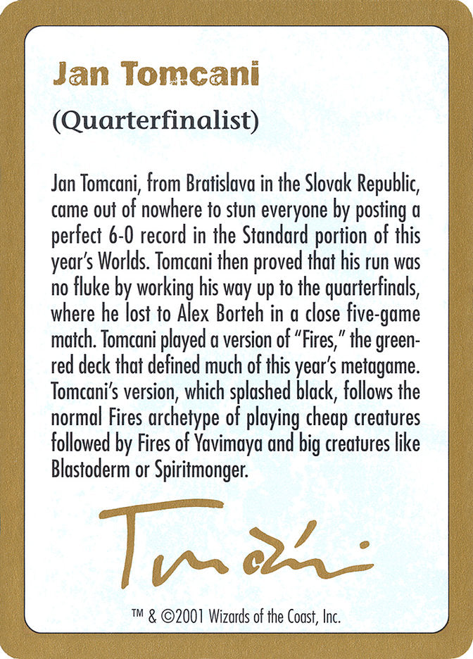 Jan Tomcani Bio [World Championship Decks 2001] | Grognard Games