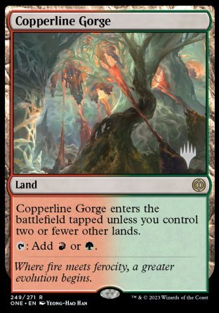 Copperline Gorge (Promo Pack) [Phyrexia: All Will Be One Promos] | Grognard Games