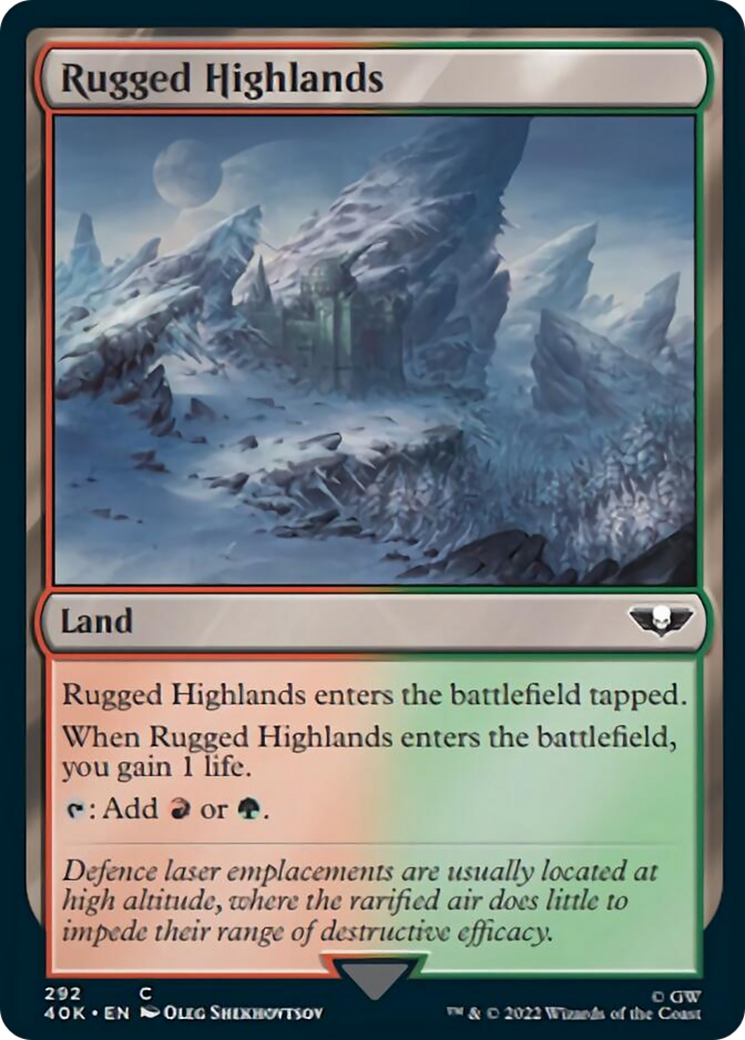 Rugged Highlands (Surge Foil) [Universes Beyond: Warhammer 40,000] | Grognard Games