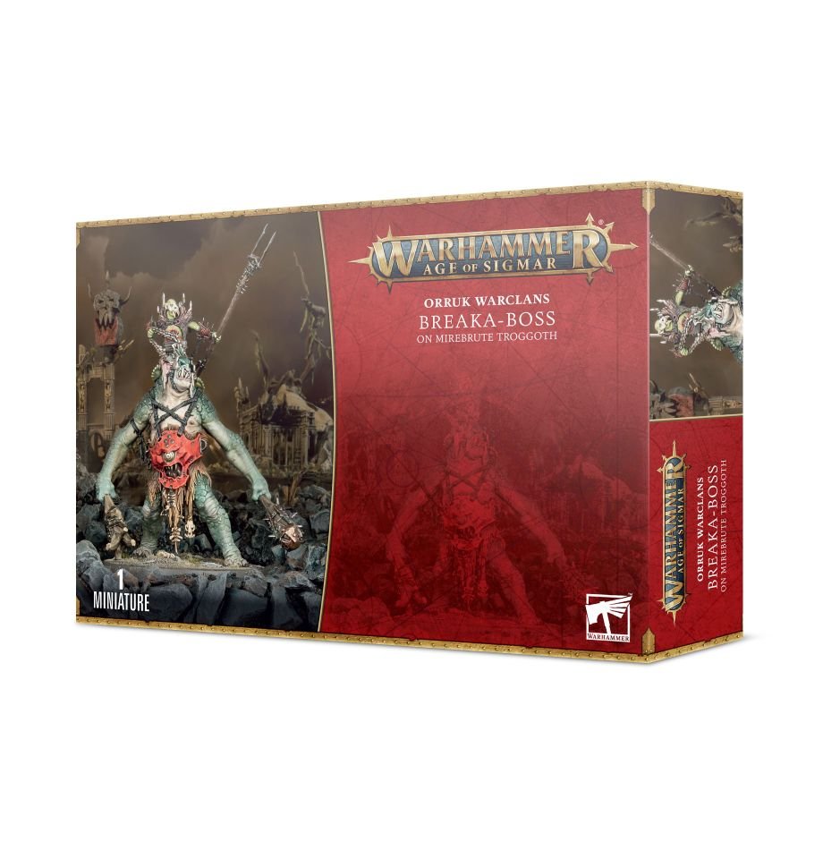 Orruk Warclans Breaka Boss on Mirebrute Troggoth | Grognard Games