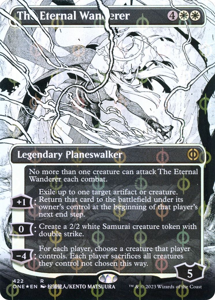 The Eternal Wanderer (Borderless Manga Step-and-Compleat Foil) [Phyrexia: All Will Be One] | Grognard Games