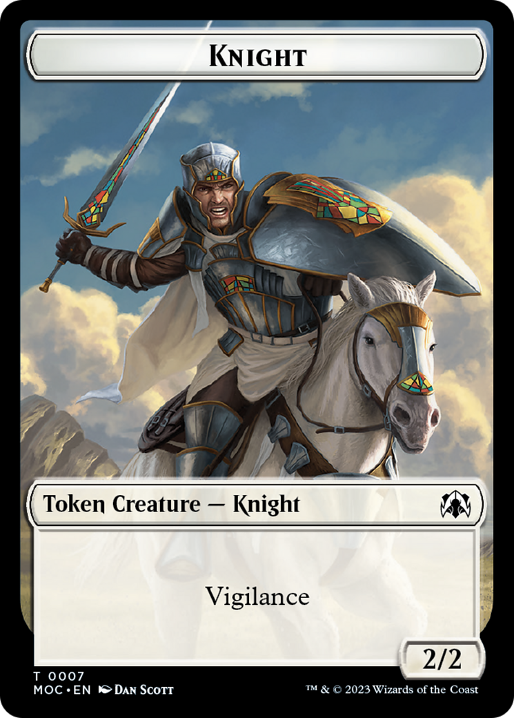 Knight (7) // Spirit (14) Double-Sided Token [March of the Machine Commander Tokens] | Grognard Games