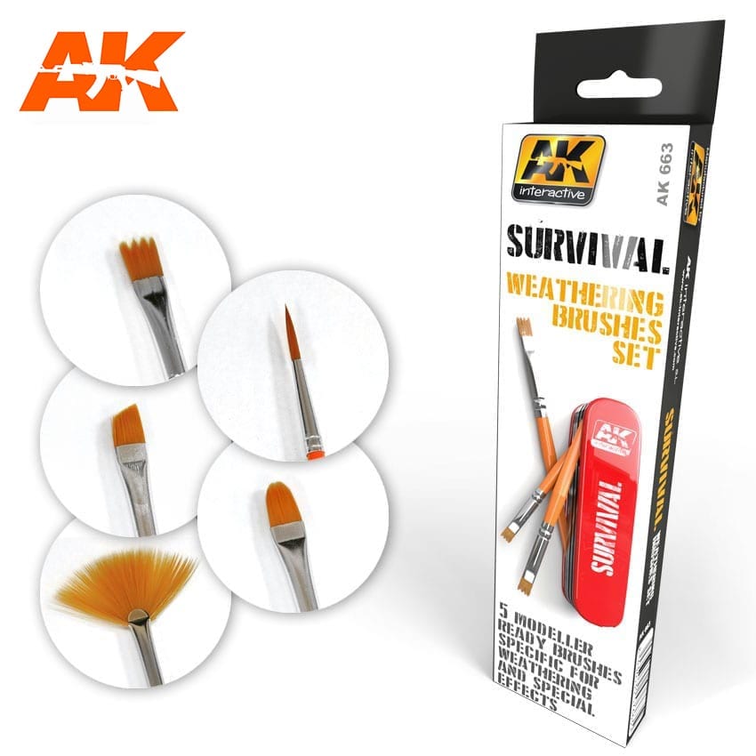 AK interactive SURVIVAL WEATHERING BRUSHES SET | Grognard Games