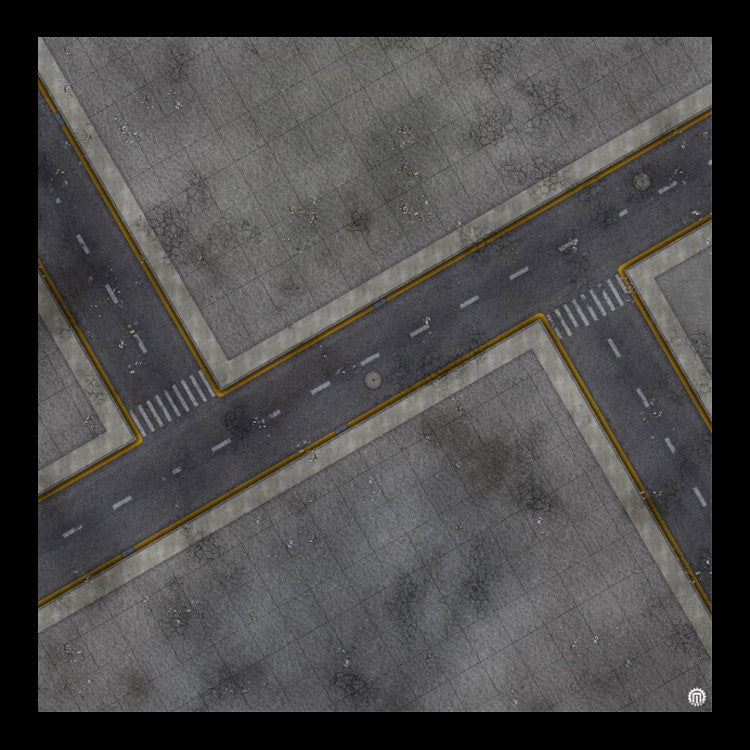 Mats by Mars: Crime Alley (Intersection) Tabletop Wargaming Play Mat 36"x36" | Grognard Games