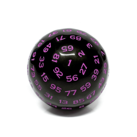 45mm D100 Black Opaque with Purple | Grognard Games
