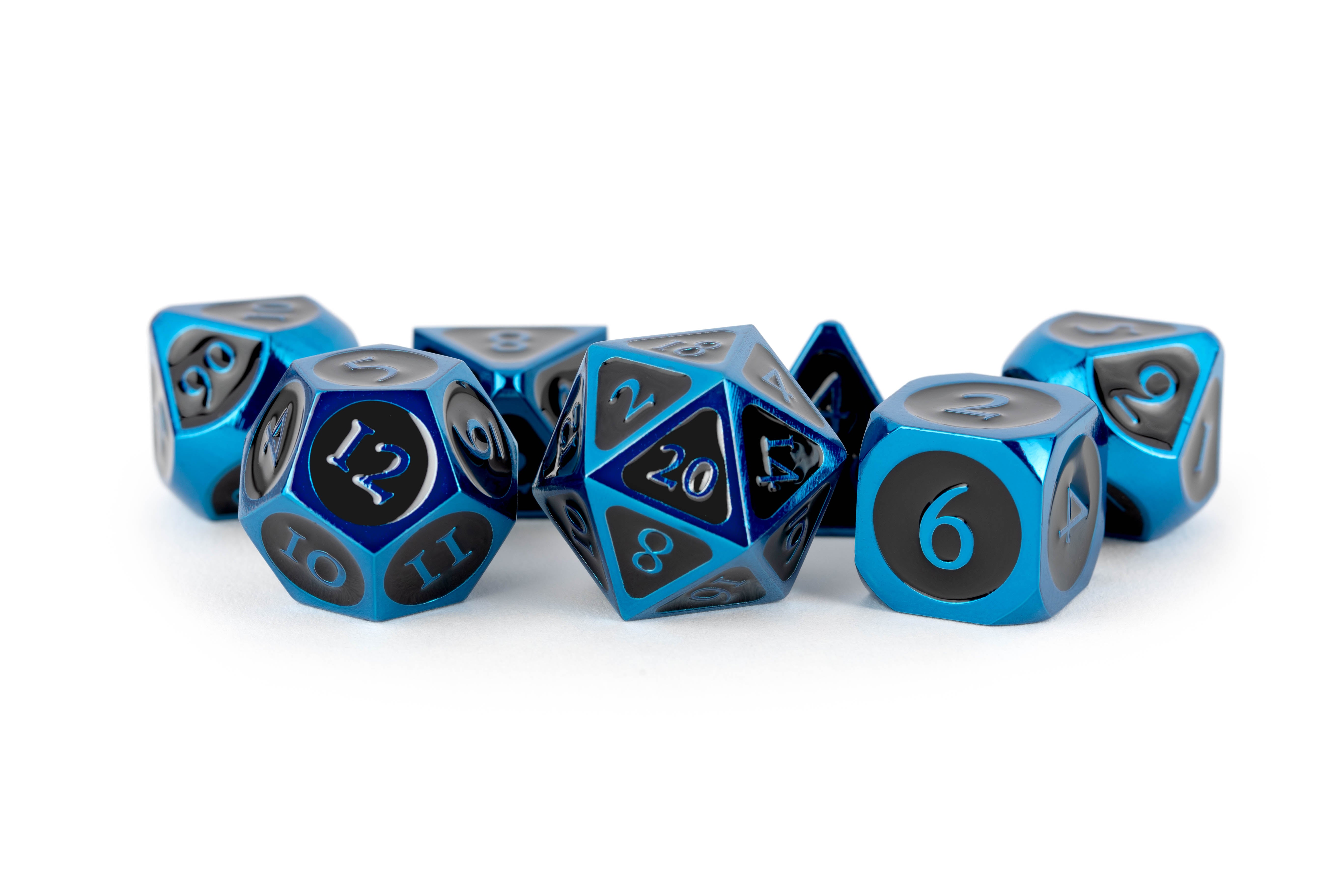 Blue with Black Enamel 16mm Polyhedral Dice Set | Grognard Games
