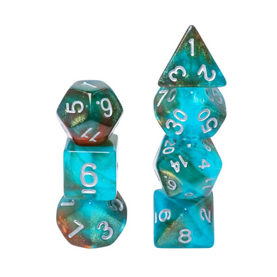 Foam Brain Games Glow in the Dark Blue Nebula RPG Dice Set | Grognard Games