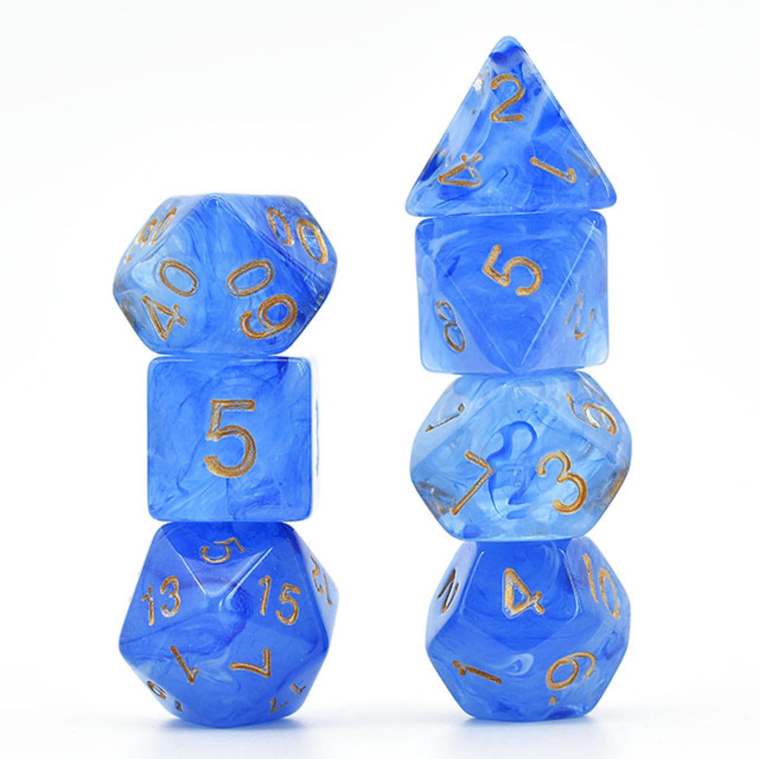 Foam Brain Games BLUE SILK TRANSLUCENT DICE RPG DICE SET | Grognard Games