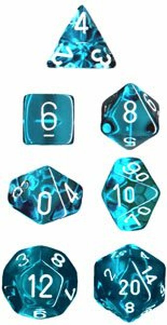 CHX23285 10 D10 Translucent Teal/white | Grognard Games