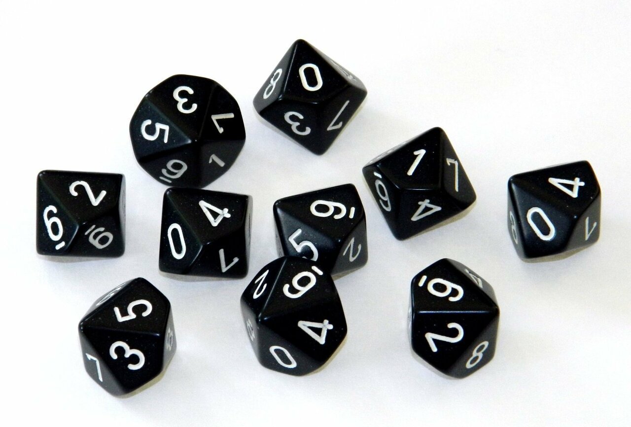 CHX26208 10 D10 Opaque Black/White | Grognard Games