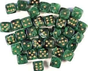 CHX27835 Vortex Green/gold 36 D6 set | Grognard Games