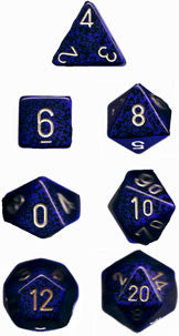 CHX25337 Speckled Golden Cobalt 7 Dice set | Grognard Games