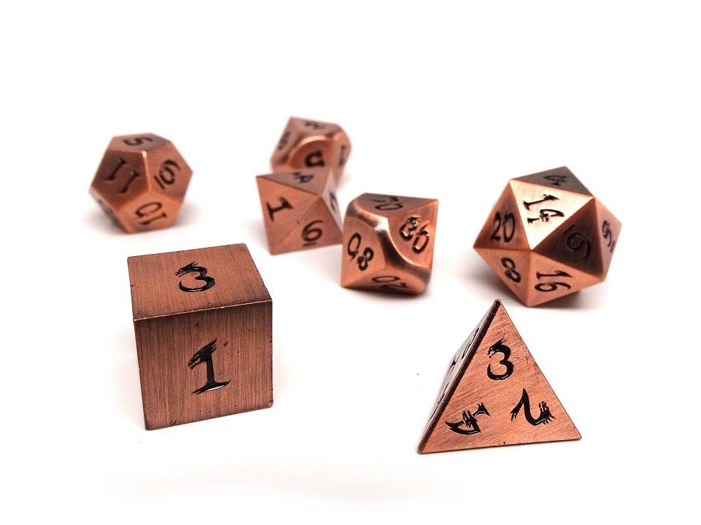 Easy Roller Metal Dice of Ancient Dragons- Ancient Copper- Black Font | Grognard Games