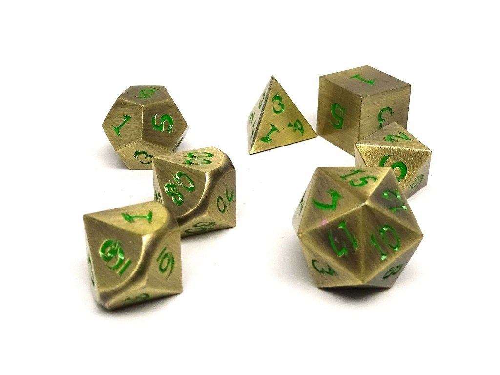 Easy Roller Metal Dice of Ancient Dragons- Ancient Bronze- White Font | Grognard Games