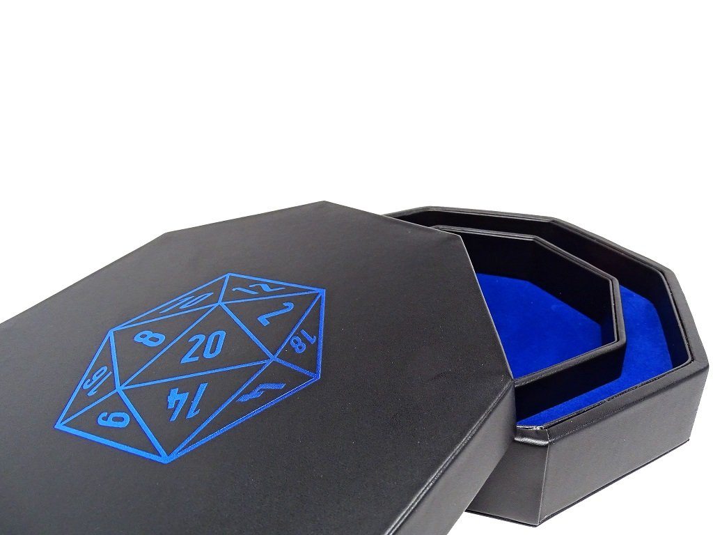 D20 Design Dice Tray With Dice Staging Area and Lid | Grognard Games