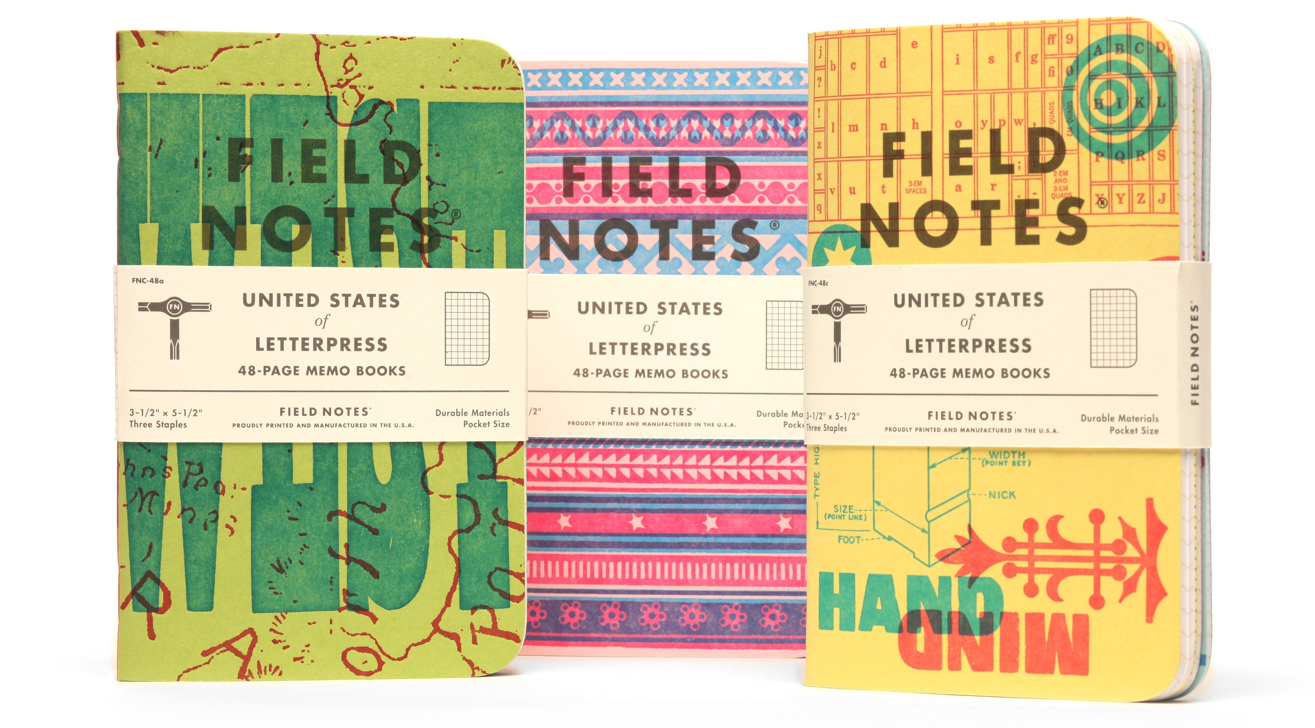 Field Notes Memo Book 3-pack Letterpress Graph paper Series B | Grognard Games