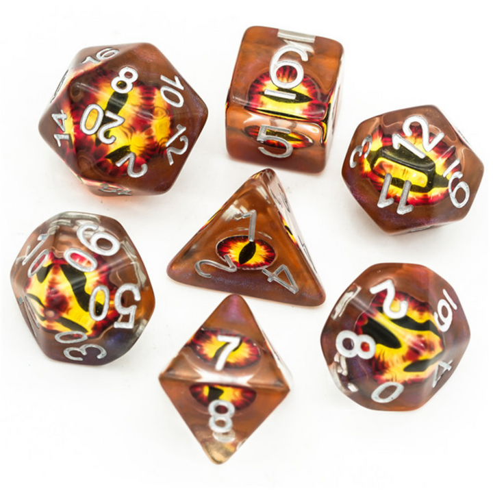 Foam Brain Games FIRE DEMON EYE RPG DICE SET | Grognard Games