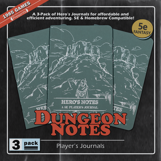 Dungeon Notes Players Journal 3 pack - Green | Grognard Games
