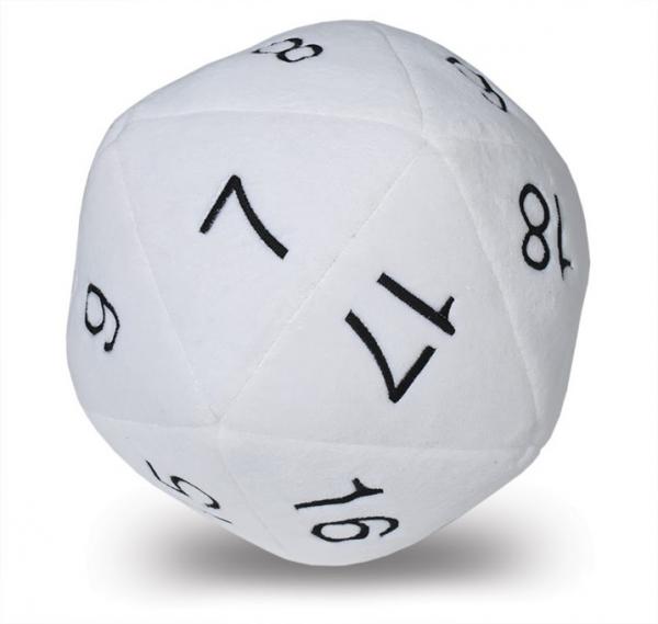 Jumbo Plush D20 White/Black | Grognard Games