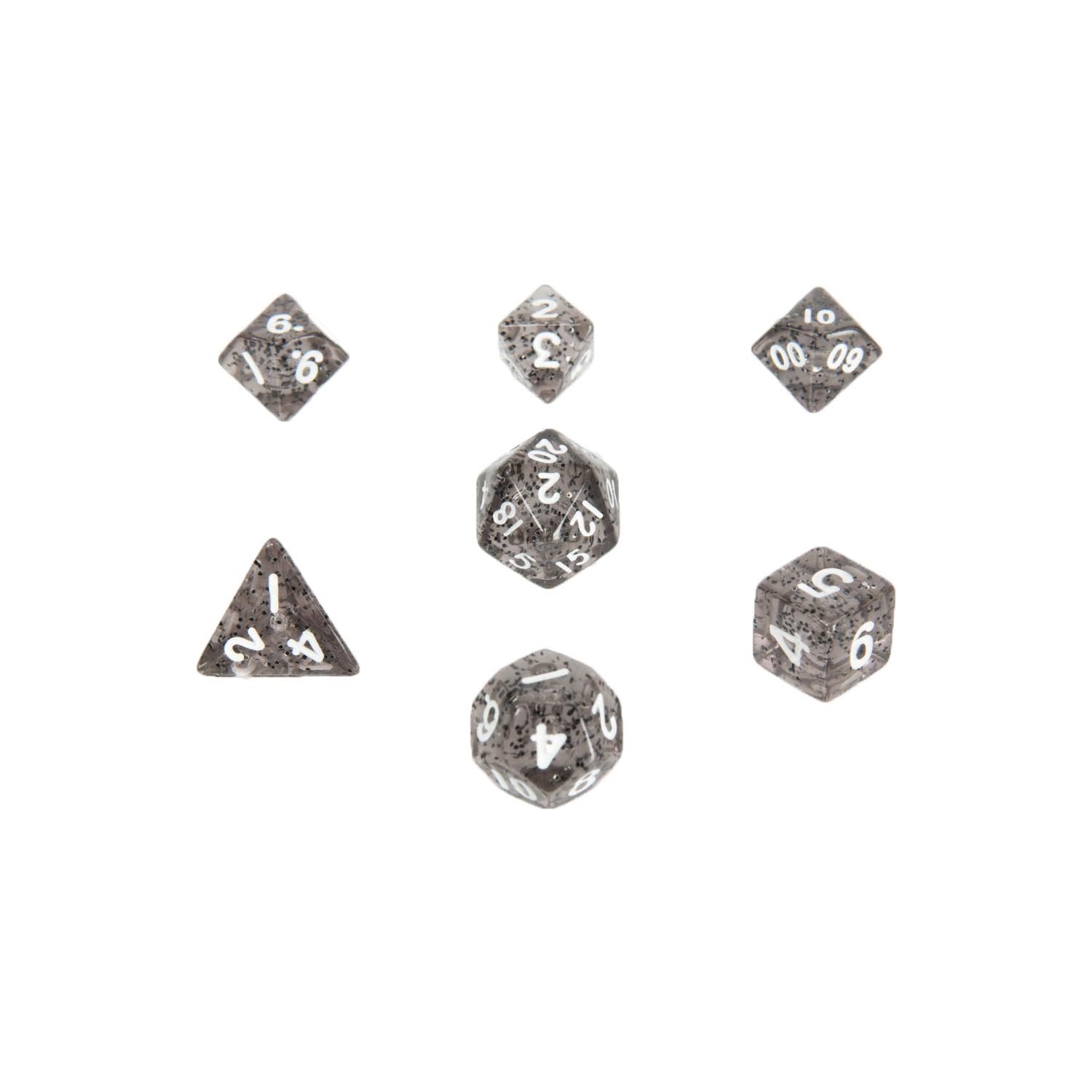 Metallic Dice Games 4203 Ethereal Black with White Mini RPG Dice | Grognard Games