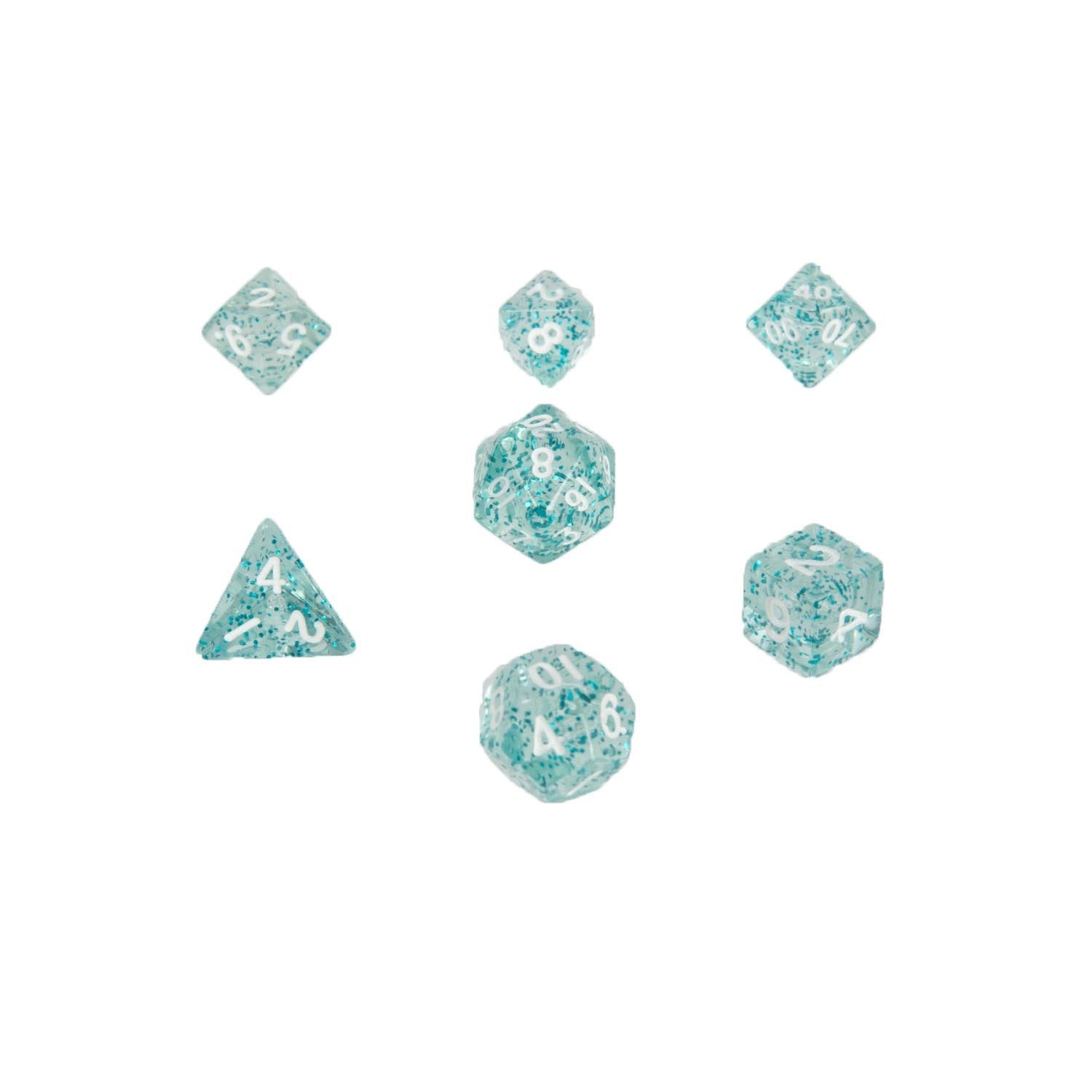 Metallic Dice Games 4212 Ethereal Blue with White Mini RPG Dice | Grognard Games