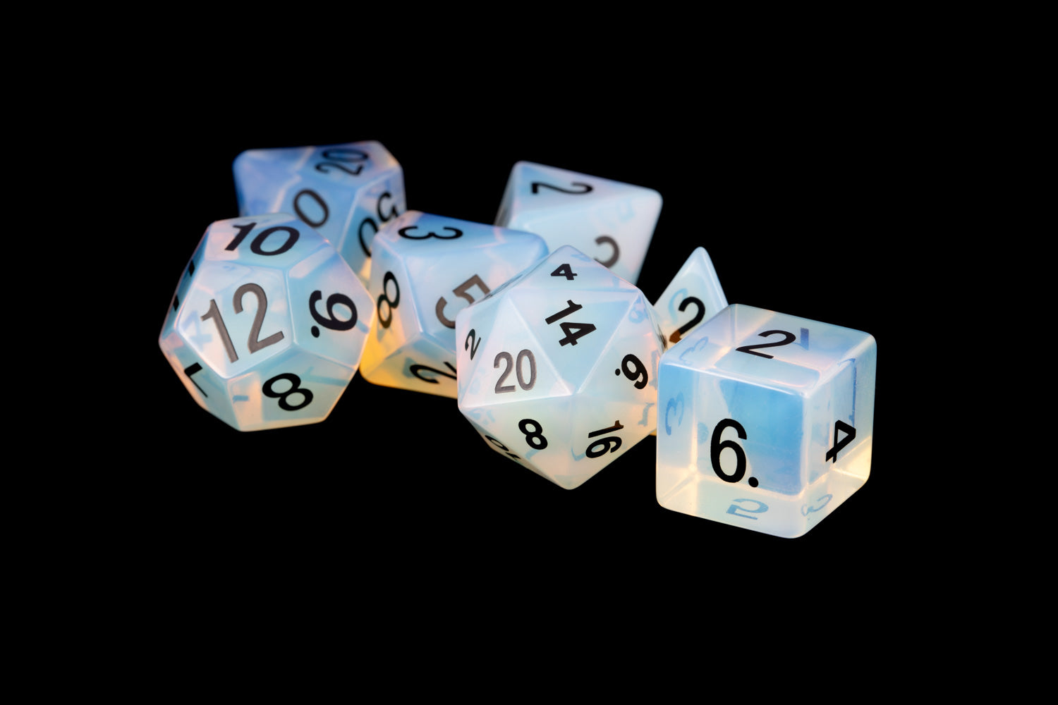 Opalite: Full-Sized 16mm Polyhedral Dice Set | Grognard Games