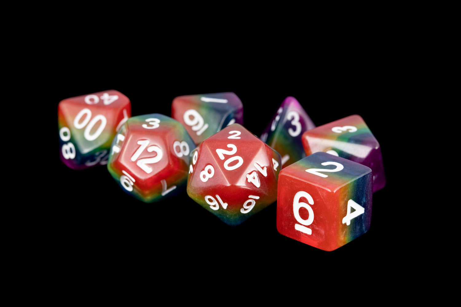 Metallic Dice Games Rainbow 16mm Resin Poly Dice Set | Grognard Games